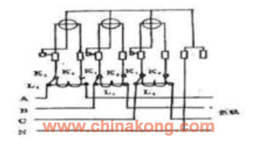 电流互感器与三相四线制电度表接线图
